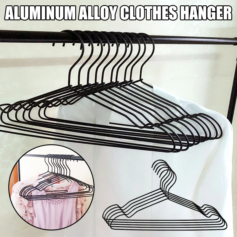 

5PCS Aluminium Alloy Coat Hangers Anti-slip Drying Rack Wardrobe Space Saver Clothing Storage Rack Clothing Hangers FU