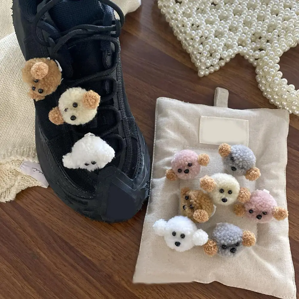 Cute Plush Poodle Dog Shoelace Clips Decoration For Sneakers For Woman Kids DIY Sweet Shoe Charms Buckles Shoe Accessories