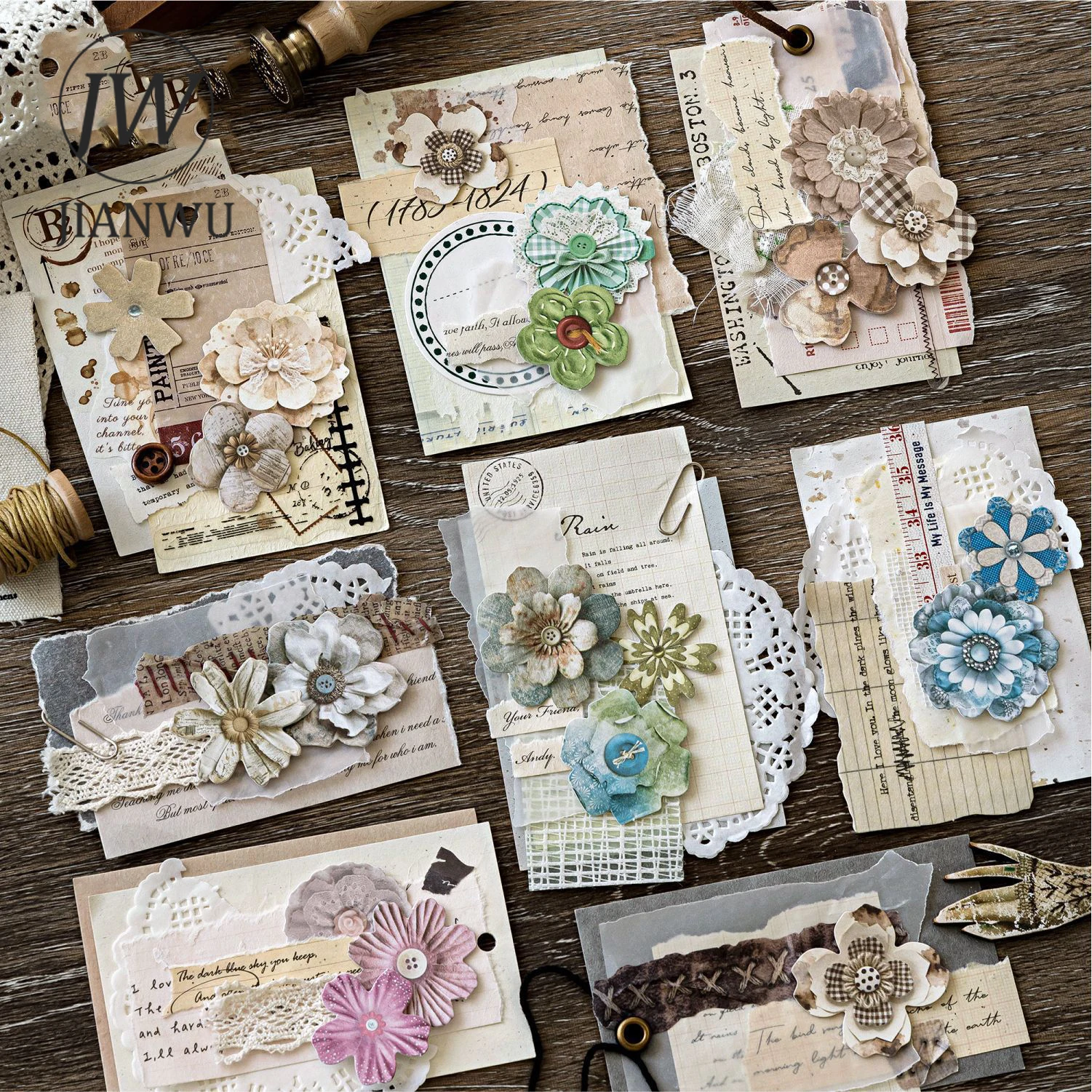 JIANWU Cutting Language Flower Series Vintage Floral Landscape Material Collage Scrapbooking Sticker Creative Journal Stationery view 3