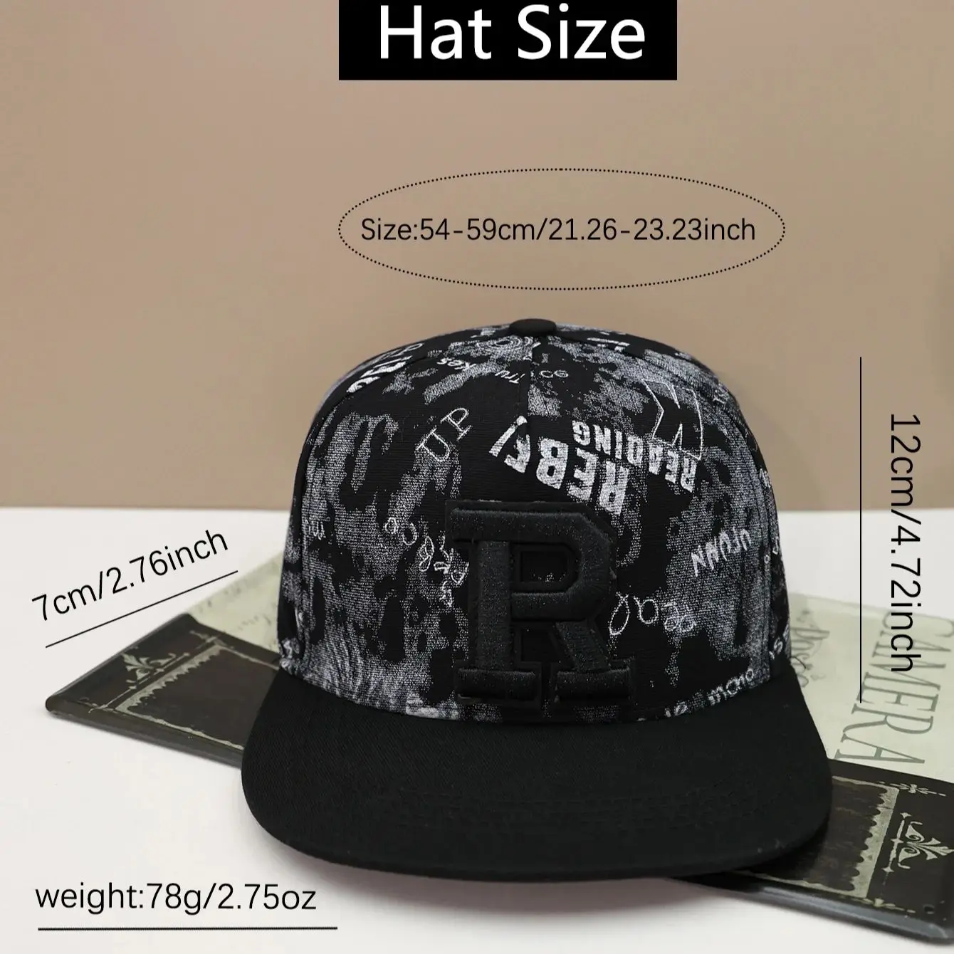 1pc R letter embroidered fashion street hip-hop hat spring and summer flat brim baseball cap