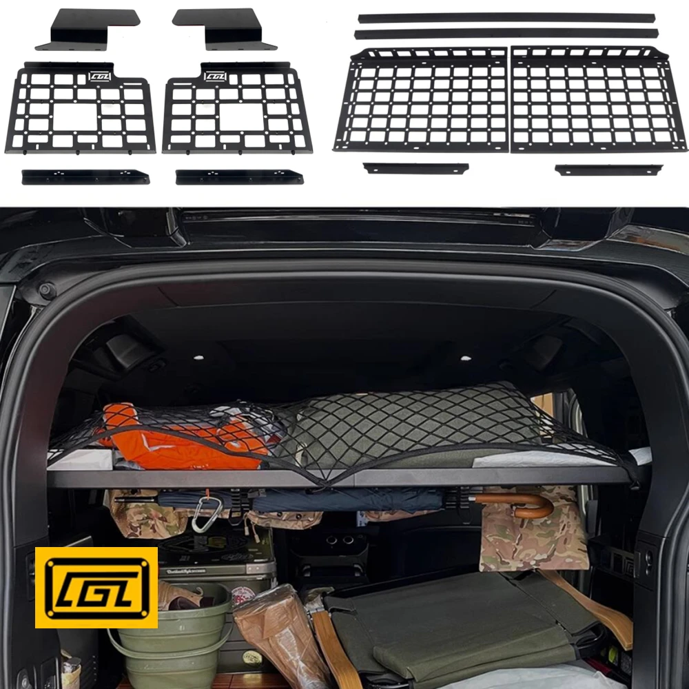 

CGZ Molle Panels Fit for Land Rover Defender 110 2020 2021 2022 2023 2024 Rear Trunk Shelf Storage Debri Racks Cargo Organizers