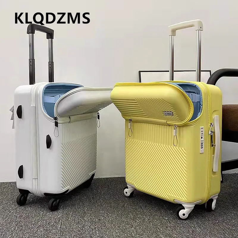 

KLQDZMS 20"24Inch High Quality Luggage Front Opening Boarding Case Laptop Trolley Case ABS + PC Carry-on Travel Suitcase