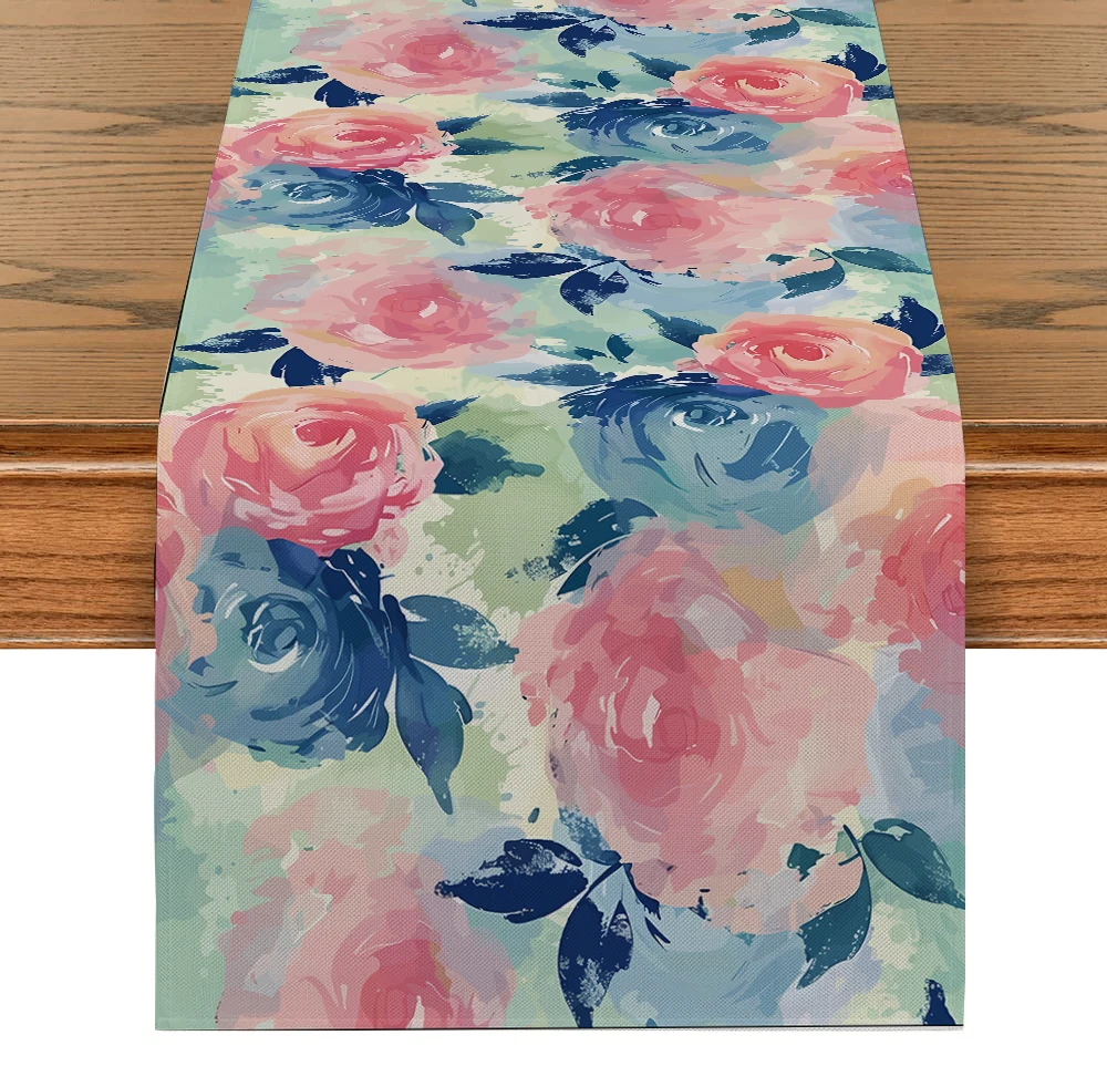 

Watercolor Bouquet of Roses Table Runners Tablecloth Home Decoration Dining Tables Table Runner Wedding Party Tablecover