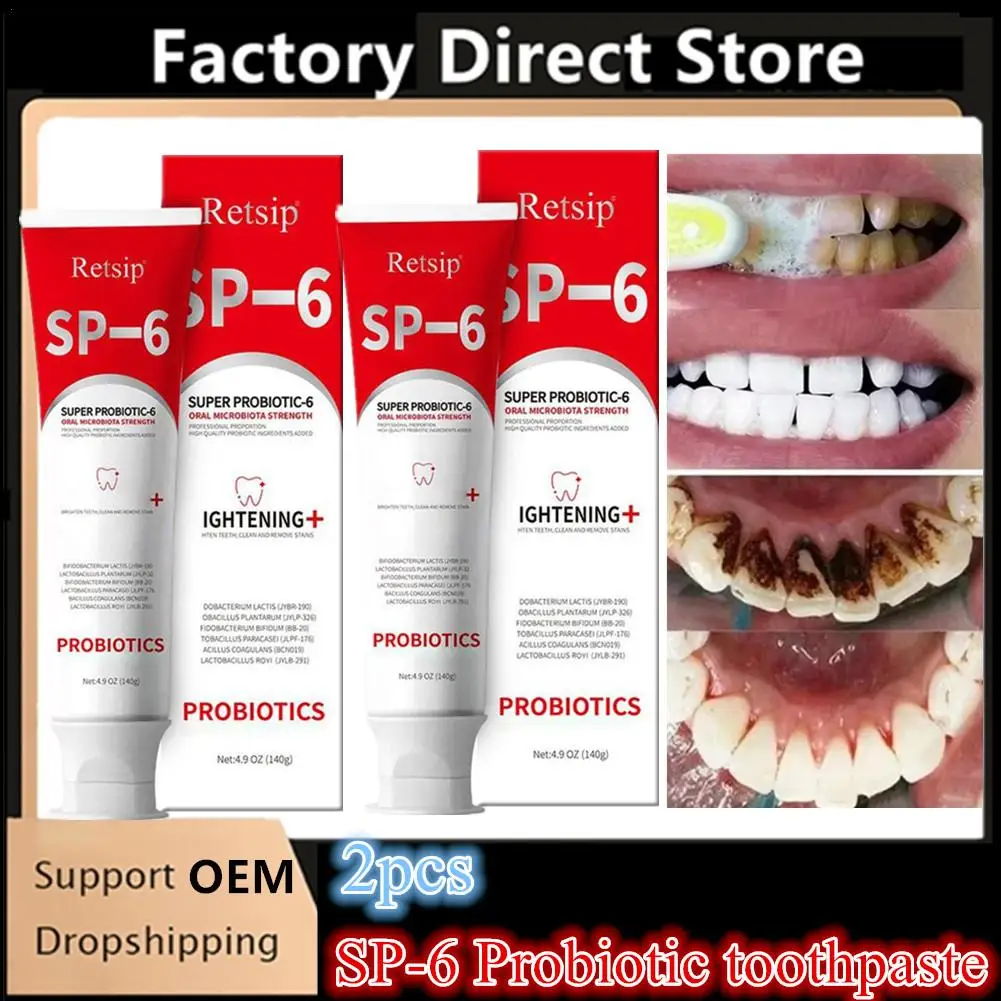 

SP-6 Probiotic Toothpaste Whiten Tooth Remove Plaque Stains Oral Hygiene Clean Fresh Breath Protect Gum Teeth Care Products 2024