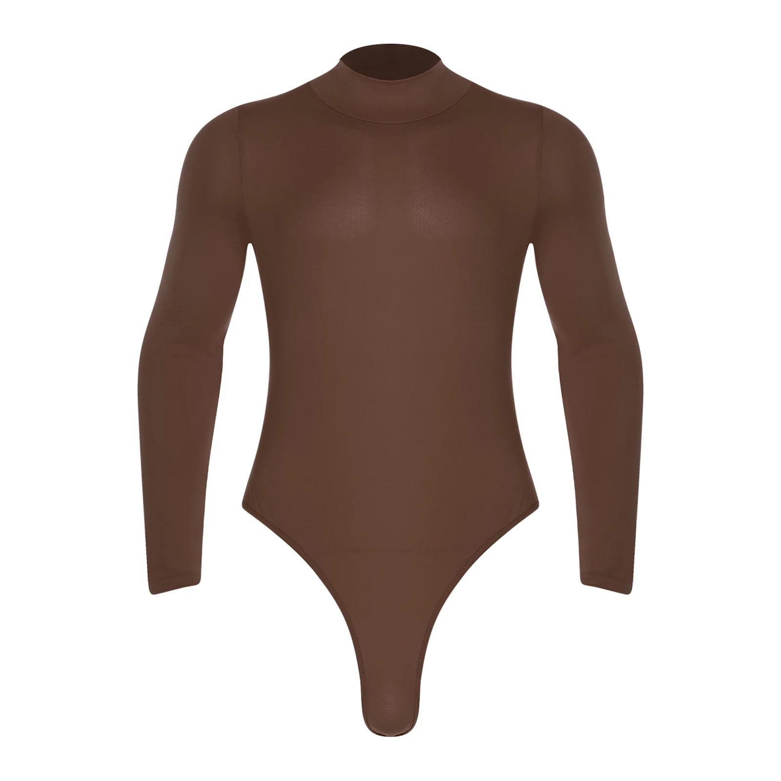 

Мужские пижамы-боди с длинным рукавом, однотонные, цельные, эластичные, с высоким вырезом, для йоги, тренировок, танцев, клубных вечеринок, как нижнее белье