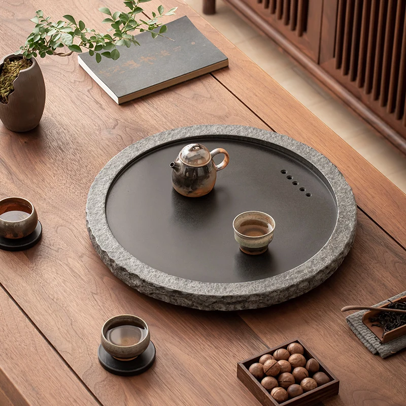 

Круглые подносы для чая кунг-фу, простые подносы для гостиной, современные подносы для чая, чайный камень, домашний дом MHCP