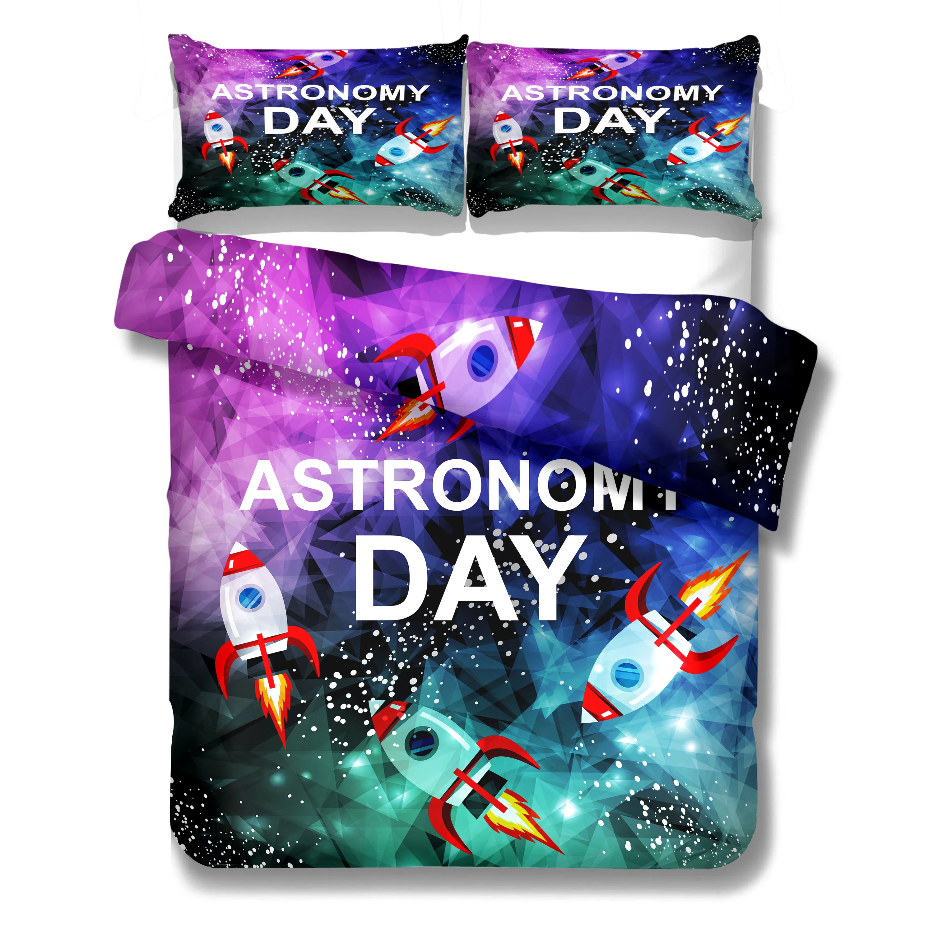 Astronomy Day Duvet Cover Set King Queen Double Full Twin Single Size Boys Bed Linen Set