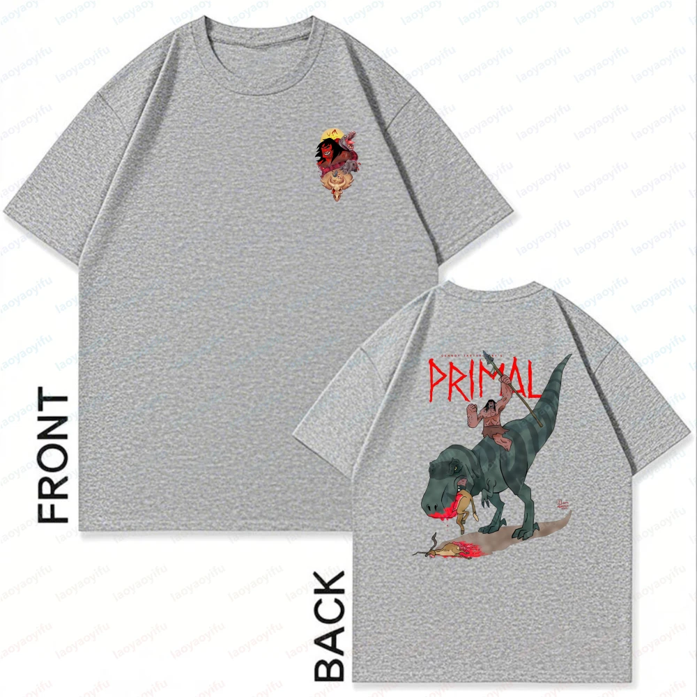 Primal-Dinosaur-Man-Graphic-Print-Cotton-T-Shirt--for-Men-Casual-Summer-Wear-Trendy-Streetwear-Fashion-O-neck-Tops-Camisetas