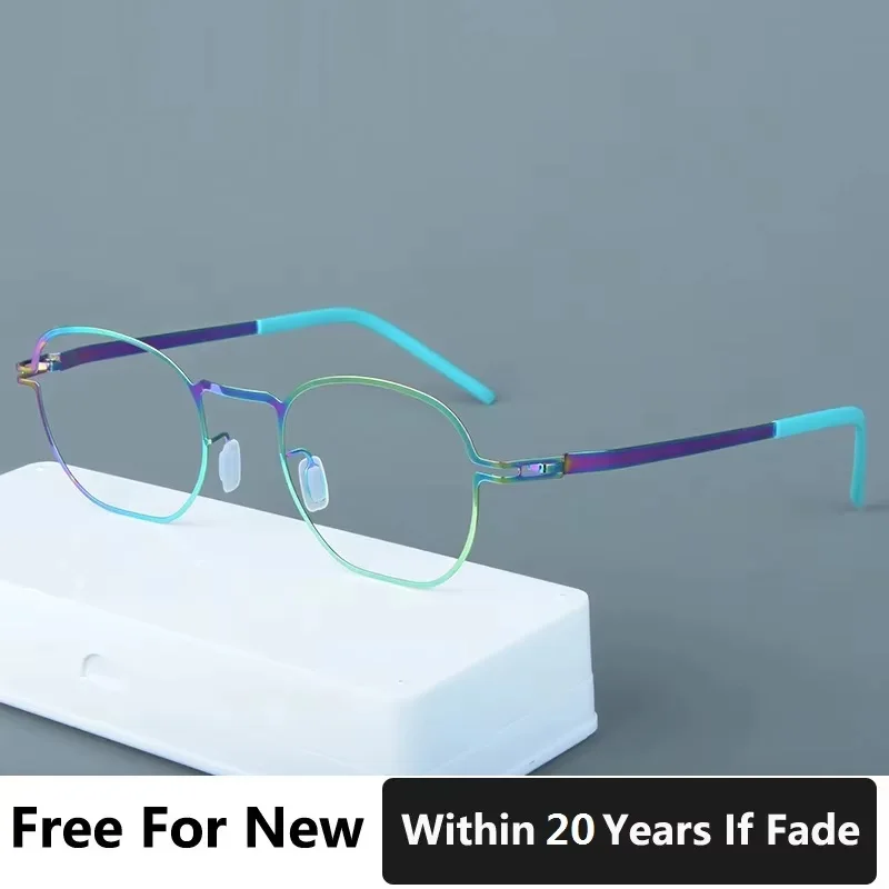 Germany Brand Design Eyeglasses Glasses Frame Ultralight 7g Eyewear Square Rim Colorful Handmade Screwless Anti Blue Light Lens