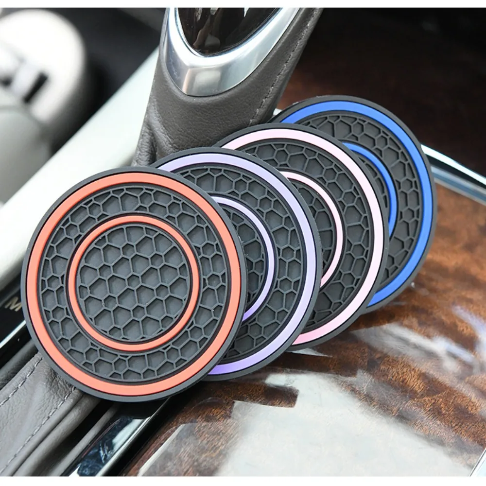 2pcs New Anti-Slip Car Coasters PVC 7cm 2.76inch Beverage Coaster Sift-Proof Car Bottle Holder