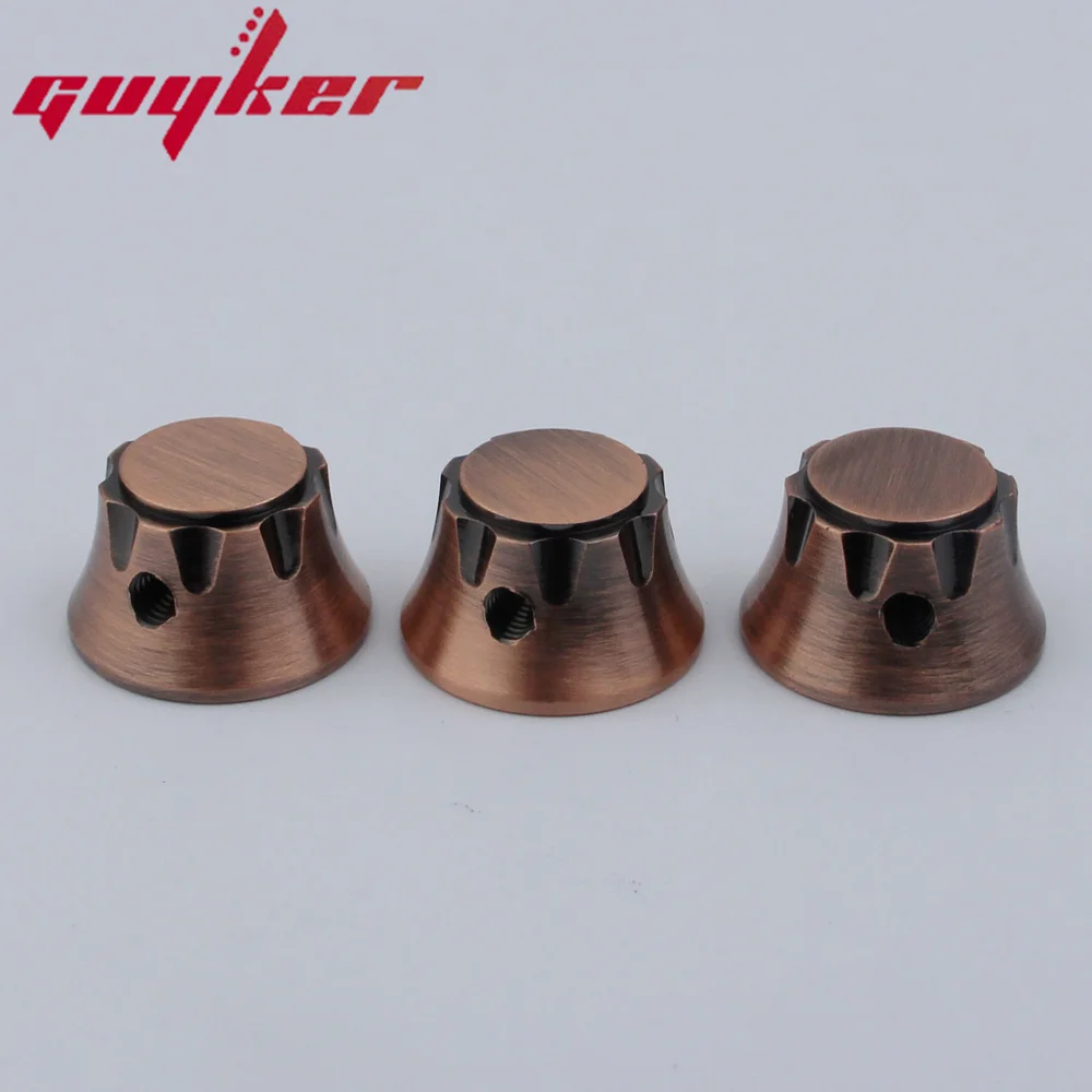 3PCS GUYKER Electric Guitar Bass Control Knobs Copper Butterfly style Three color options