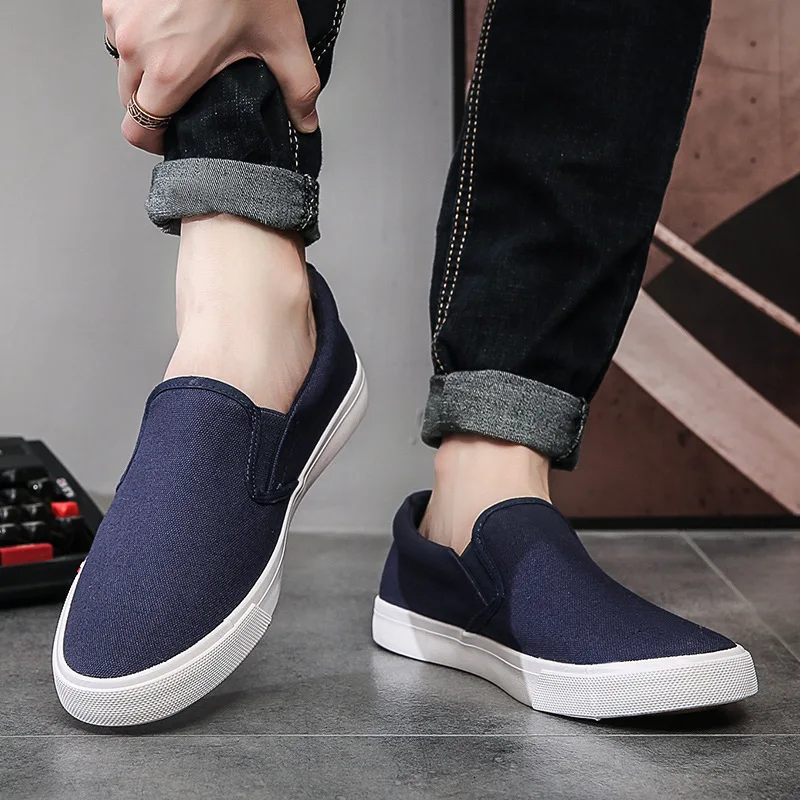 2021 Spring and Autumn New Men's Shoes, Extra-large Canvas Shoes, One-pedal Loafers, Korean Style Trendy Students' Wild Shoes