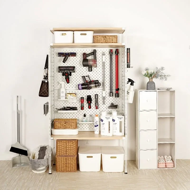 Cave board rack, storage display multi-layer steel and wood frame floor shelf