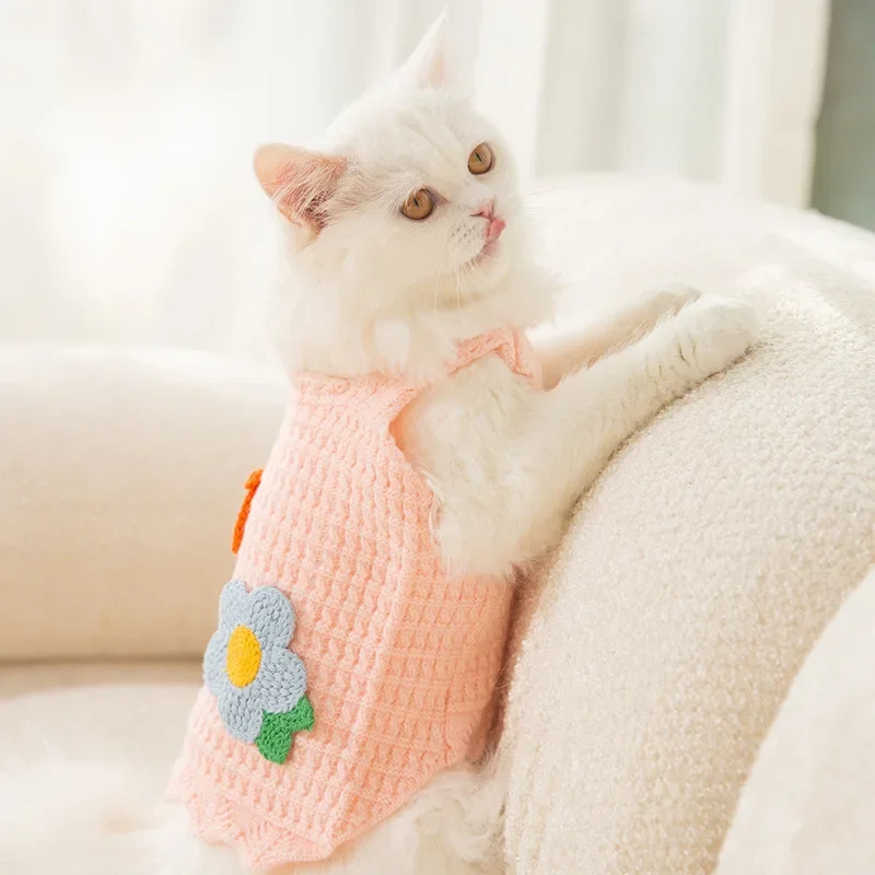 Cartoon Cute Animals Hand-woven Halter Sweater Autumn Puppy Knitting Muppet Cat Cat Pet Clothes Dog Clothes for Small Dogs