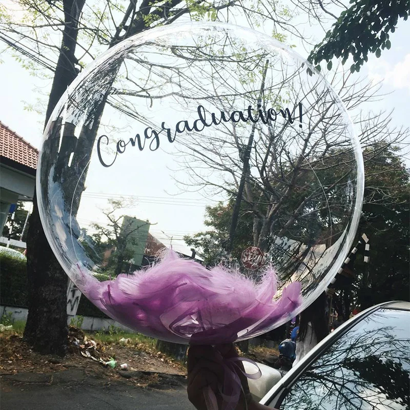 Transparente Bobo-Ballons, bunt, mit Federn gefüllt, Ballonzubehör, Dekor, Hochzeit, Valentinstag, DIY, Basteln, Füllen von Feathe-Ballon – Detail 5