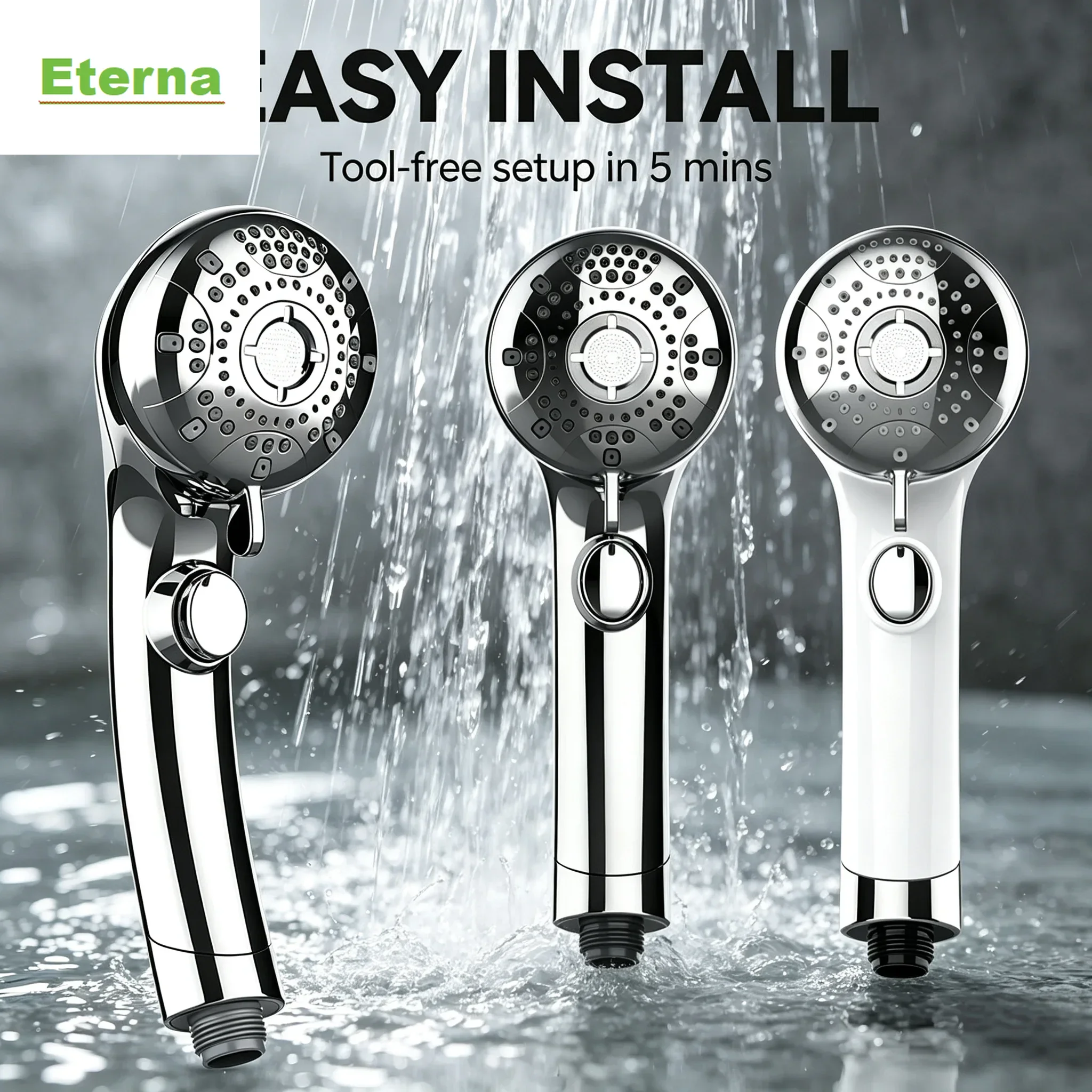 Soft Mist Nano Hand Shower Head Japan High Pressure 6 Spray Settings Gentle Skin Feel One Hand Stop Function Easy Install