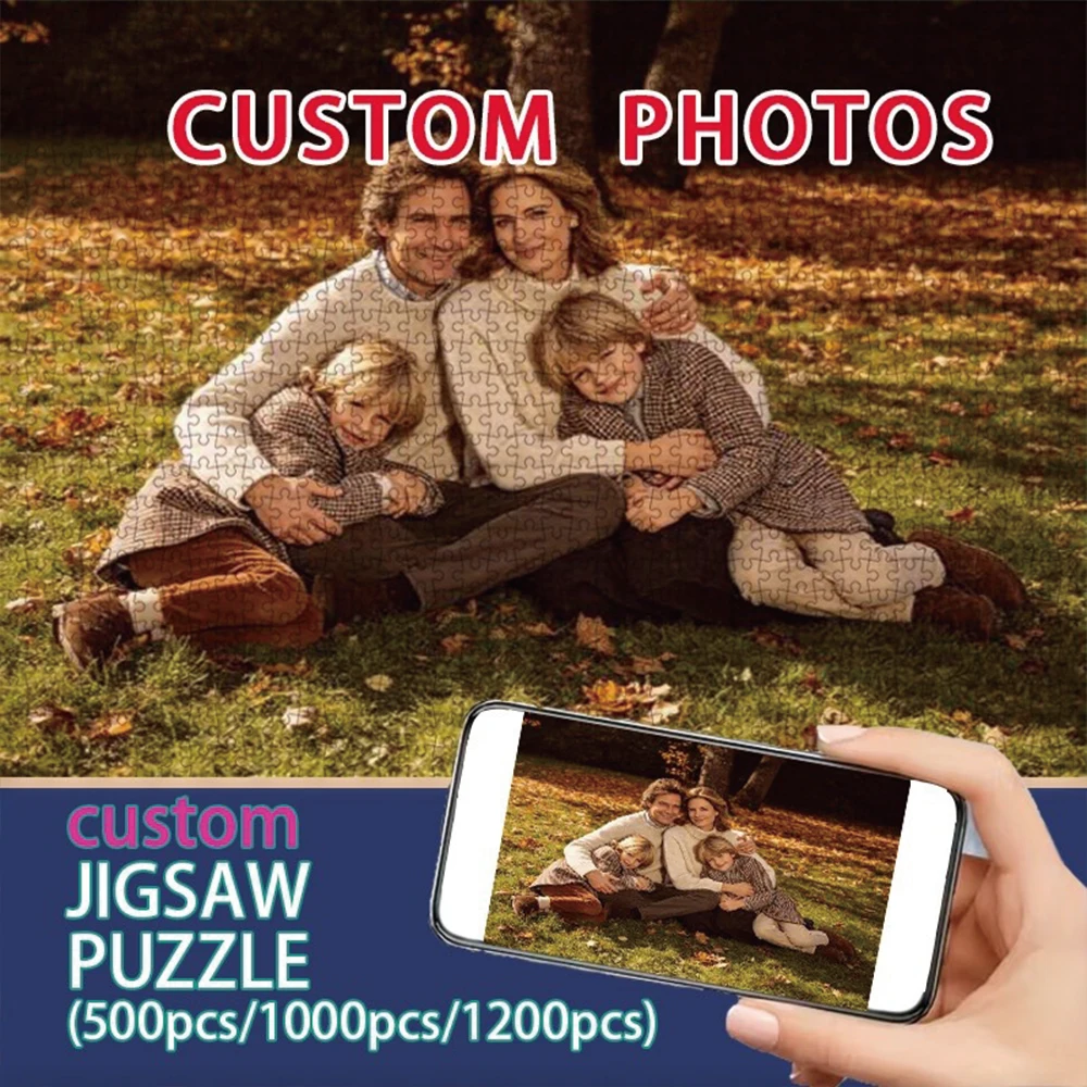35/300/500/1033pcs Personalized Custom Photo Puzzle Family Photos DIY Toy Decoration Collectiable Growth Gift Christmas