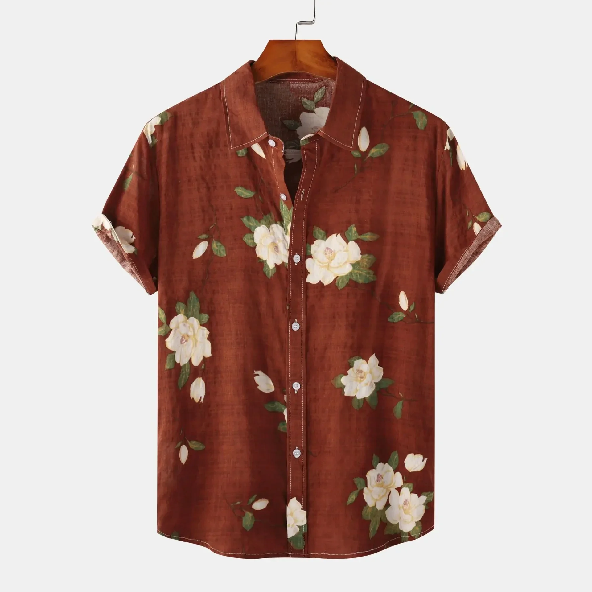Men's Floral Print 3D Print Simple Retro Business Casual Shirt Men's Short-sleeved Lapel Basic Style Hawaiian Beach Tropical Shi