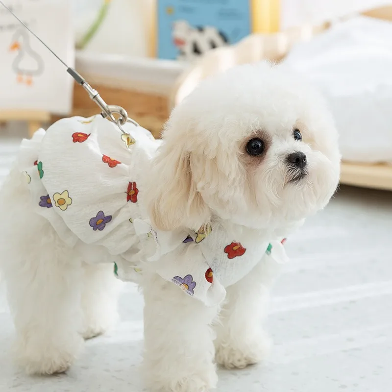 Yorkshire Bichon Dress Pet Cute Printed Skirt Spring Summer Puppy Clothes Anti-shedding Dog Clothes Pet Supplies