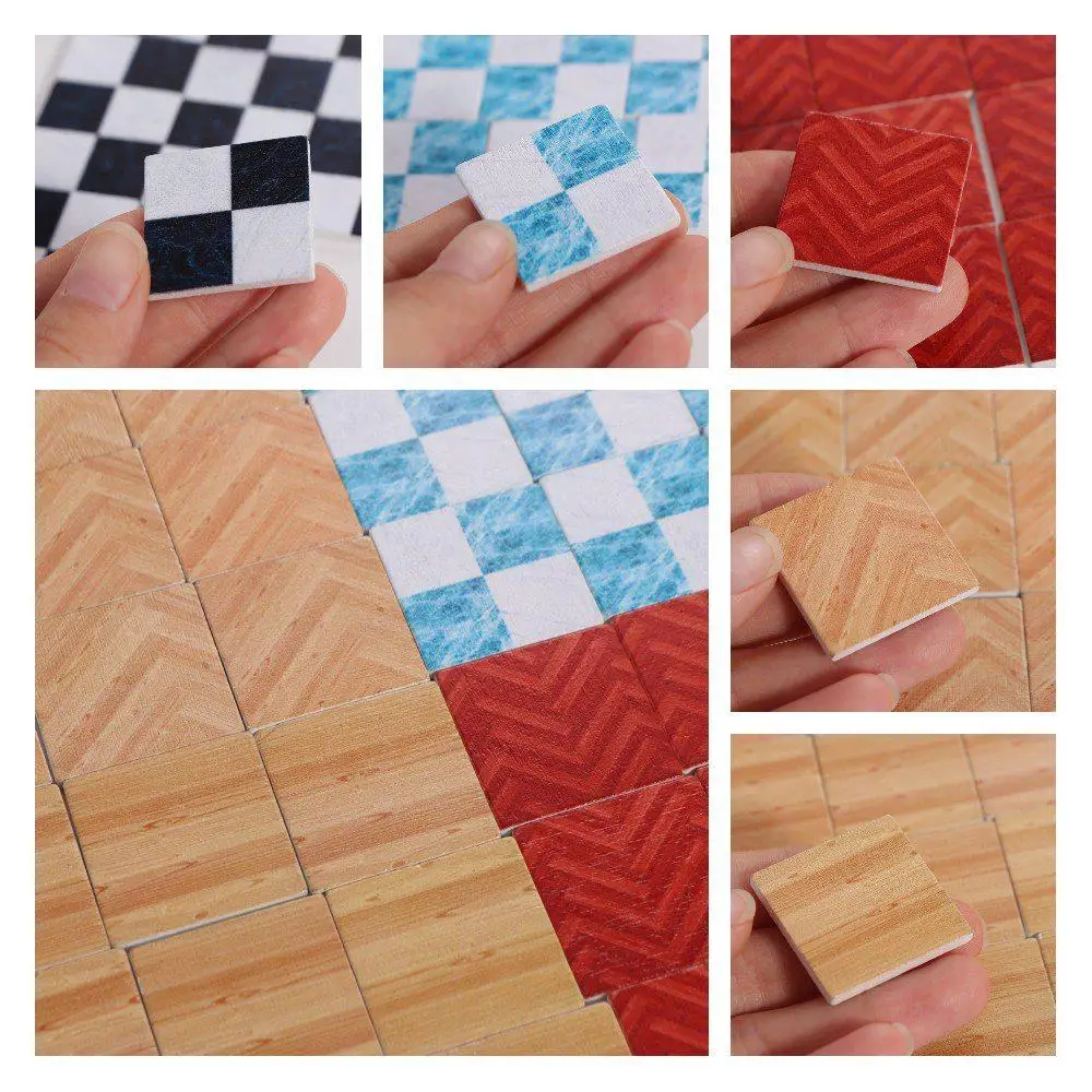 9pcs/set Pretend Play 1:6/1:12 Doll House Furniture Square Doll House Accessories Miniature Ceramic Tile Wood Block