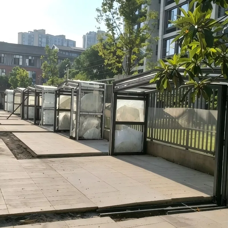 Customized New Arrival Contemporary Movable Foldable Electric Retractable Carport Courtyard Tempered Glass Smart