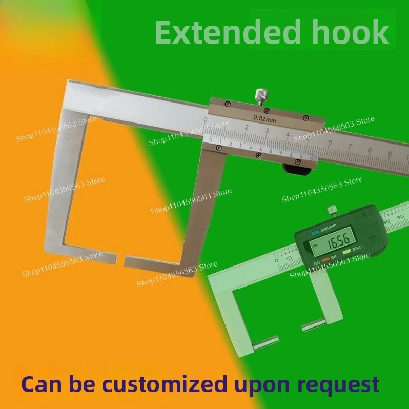 Extended Hook Jaw Digital Vernier Caliper for External Groove Thickness Wear Measurement with Cylindrical Head and Dial