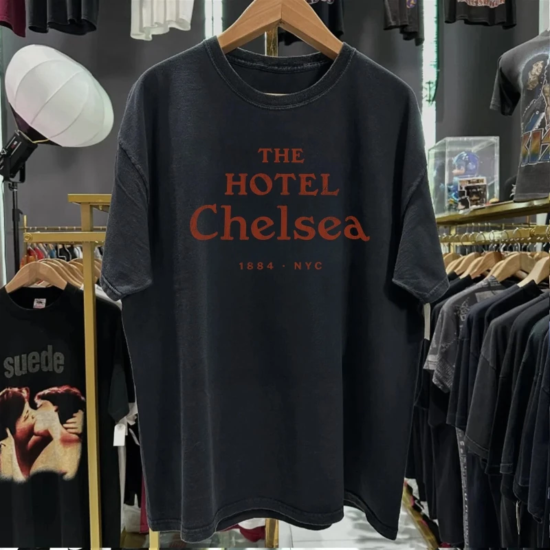 Spring and summer daily wear suitable for both men and women Chelsea Hotel - dark gray T-shirt