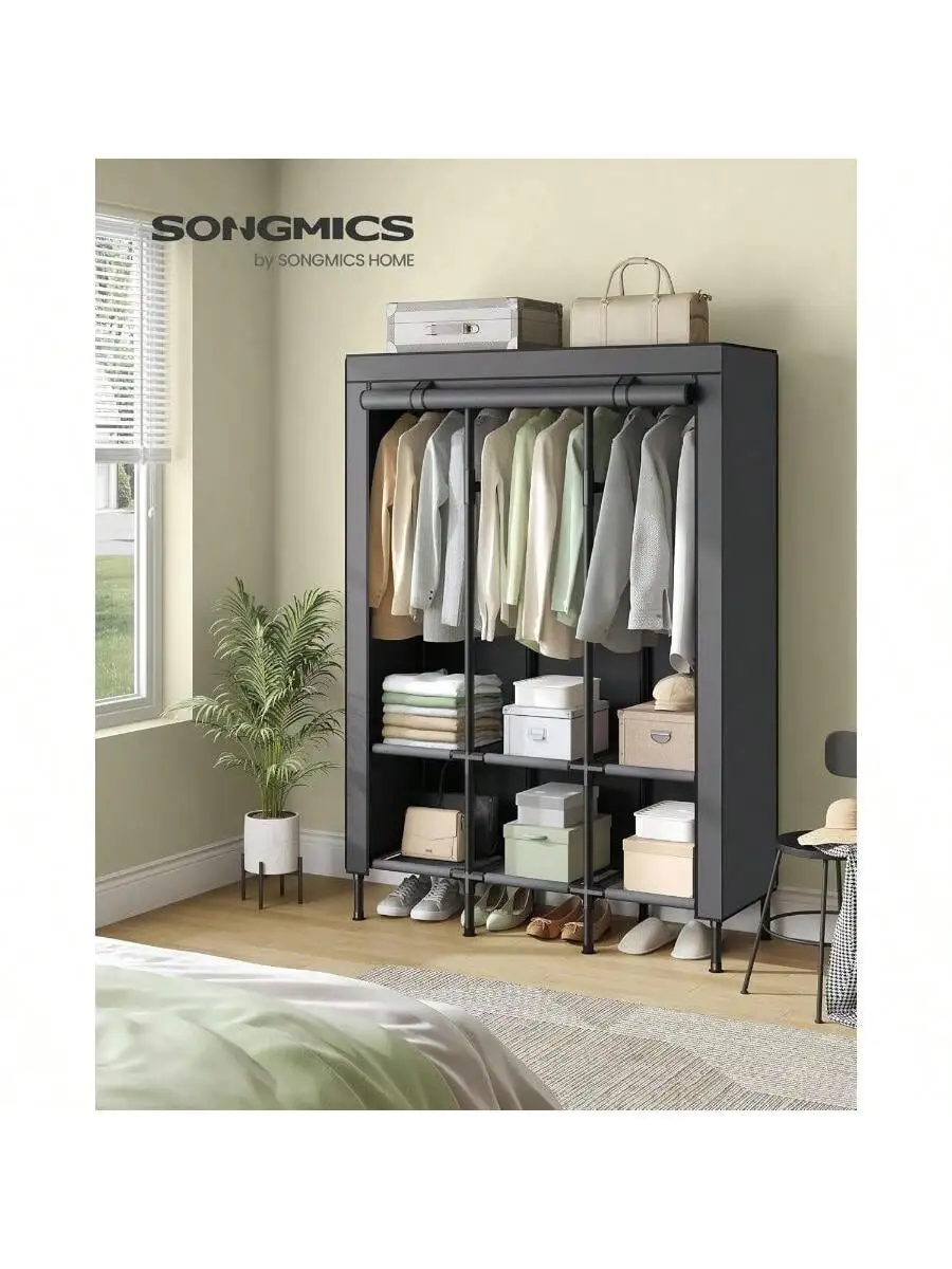 

SONGMICS SONGMICS Wardrobe Closet, 51.2 Inch Large Capacity Portable Closet, Clothing Rack, 25 Mm Dia,Thick Steel Tubes, Clot