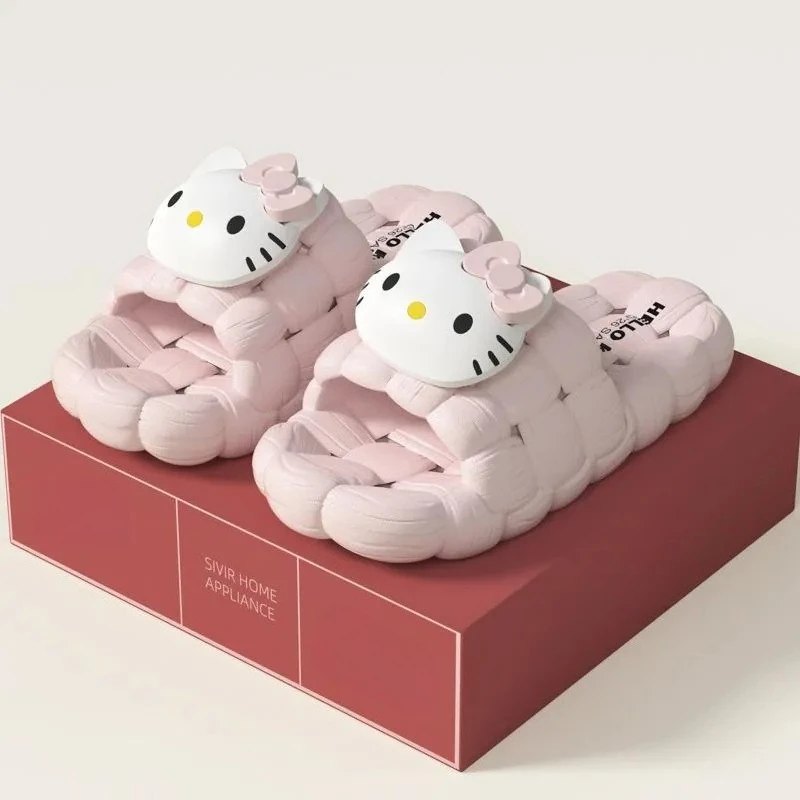

Kawaii Sanrio Hello Kitty Cartoon Anime Cute Kawaii Holiday Gifts Toys Slippers for Home Summer Bathroom Fun Hollow Design