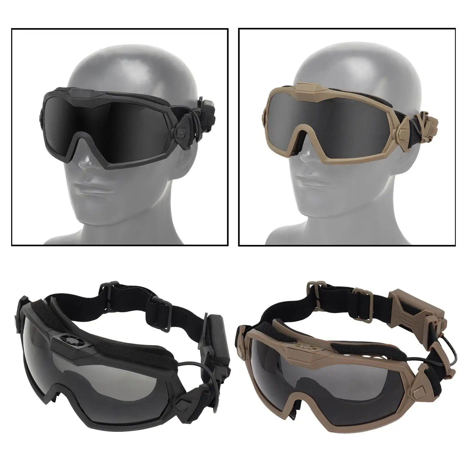 Anti-Impact Goggles with Fan Tactical Safety Goggles Anti-Fog UV400 Glasses Eyewear for Riding Shooting Hunting
