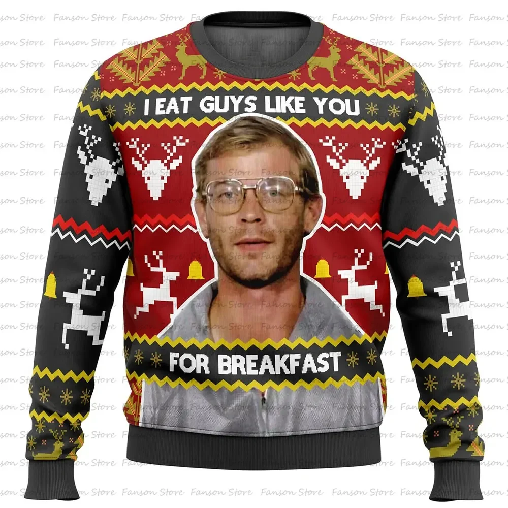 Jeffrey Dahmer Ugly Christmas Sweater Cartoon Anime Women Men Pullover Tops 2024 New Fashion Couple Hoodie Sweatshirt