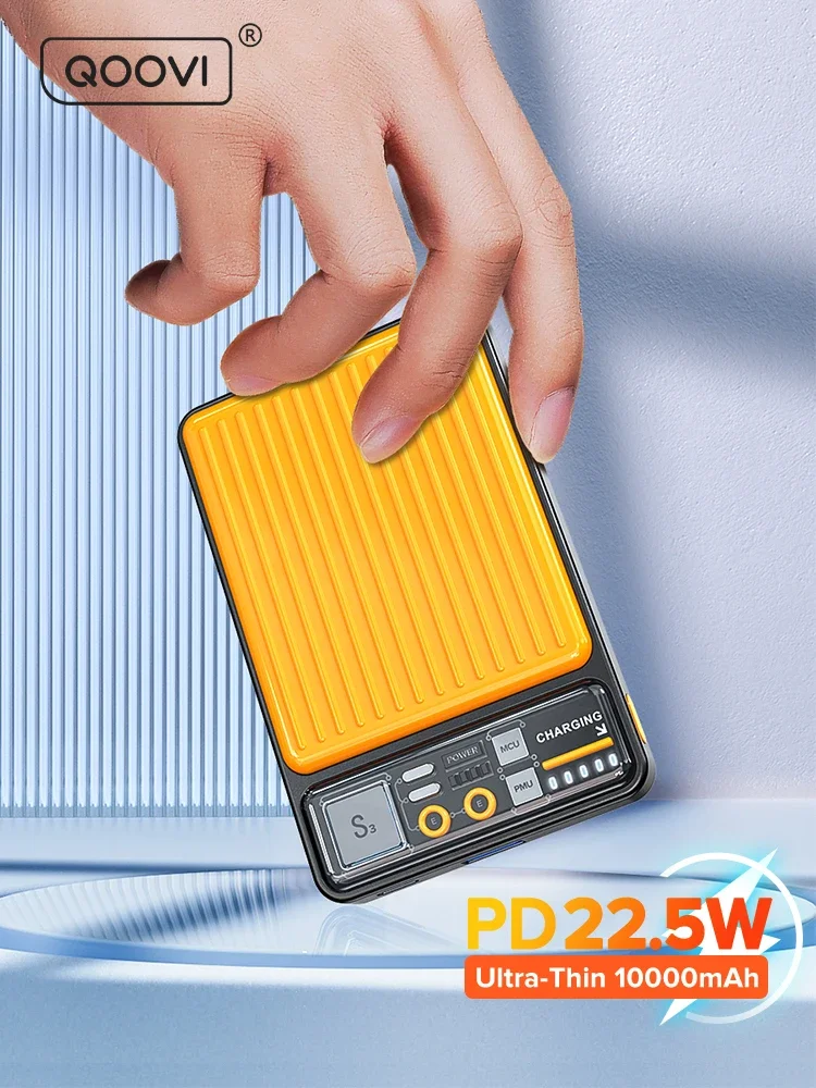QOOVI Power Bank 22.5W Ultracienka Przenośna Ładowarka Powerbank 10000mAh Szybkie Ładowanie Baterii Do iPhone 16 15 Xiaomi Samsung — zdjęcie produktu 7