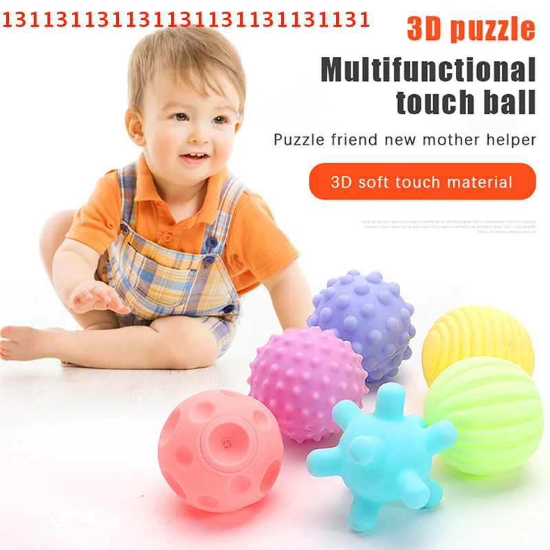 Early Learning Baby Toy Set; 6 pieces included; Sensory Balls and Soft Massage Ball; Rattle and Bath Toys