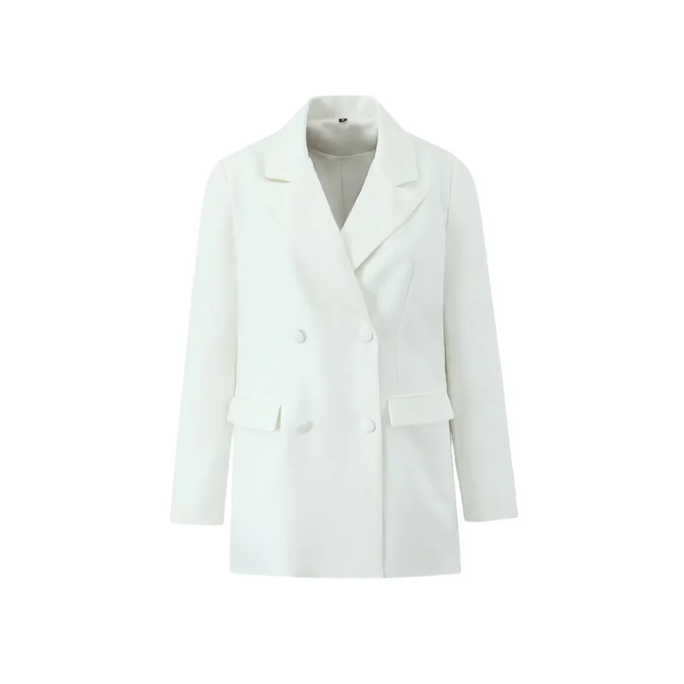 

Женский весенний модный однотонный двухрядный повседневный пиджак на пуговицах, элегантный свободный пригородный топ