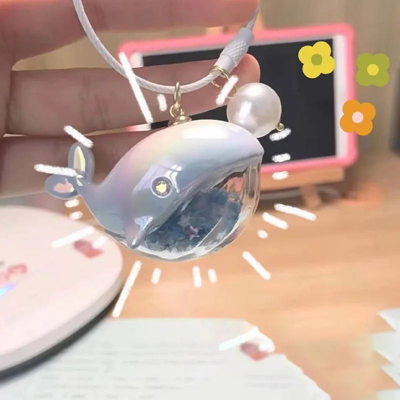 Cute Whale Keychain Small Acrylic Blue Whale Key Pendant Colorful Animal Ornament For School Bag Cell Phone Wholesale