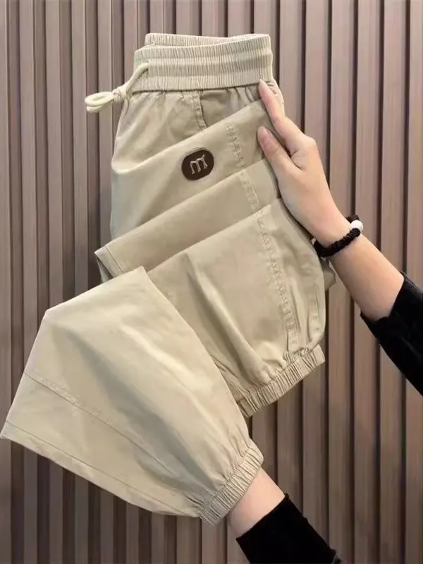 

Новые летние повседневные брюки из ледяного шелка Qui Dry, мужские брендовые спортивные длинные брюки в стиле Харадзюку для мальчиков, свободные молодежные брюки для активного отдыха