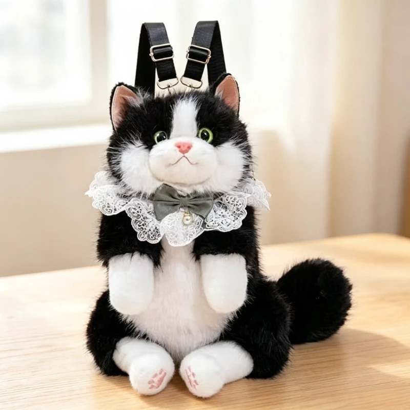 Super Realistic Simulated Puppet Cat Backpack Stuffed Animals Cartoon Cat School Bags Travel Storage Cute Animals Bag New 2027