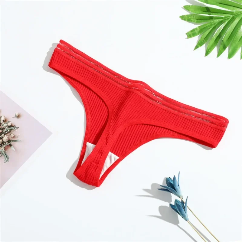 New Women's Sexy Solid Color Fun Breathable Low Waist Triangle Pants Thread T-shaped Pants Pure Cotton Underpants T Pants