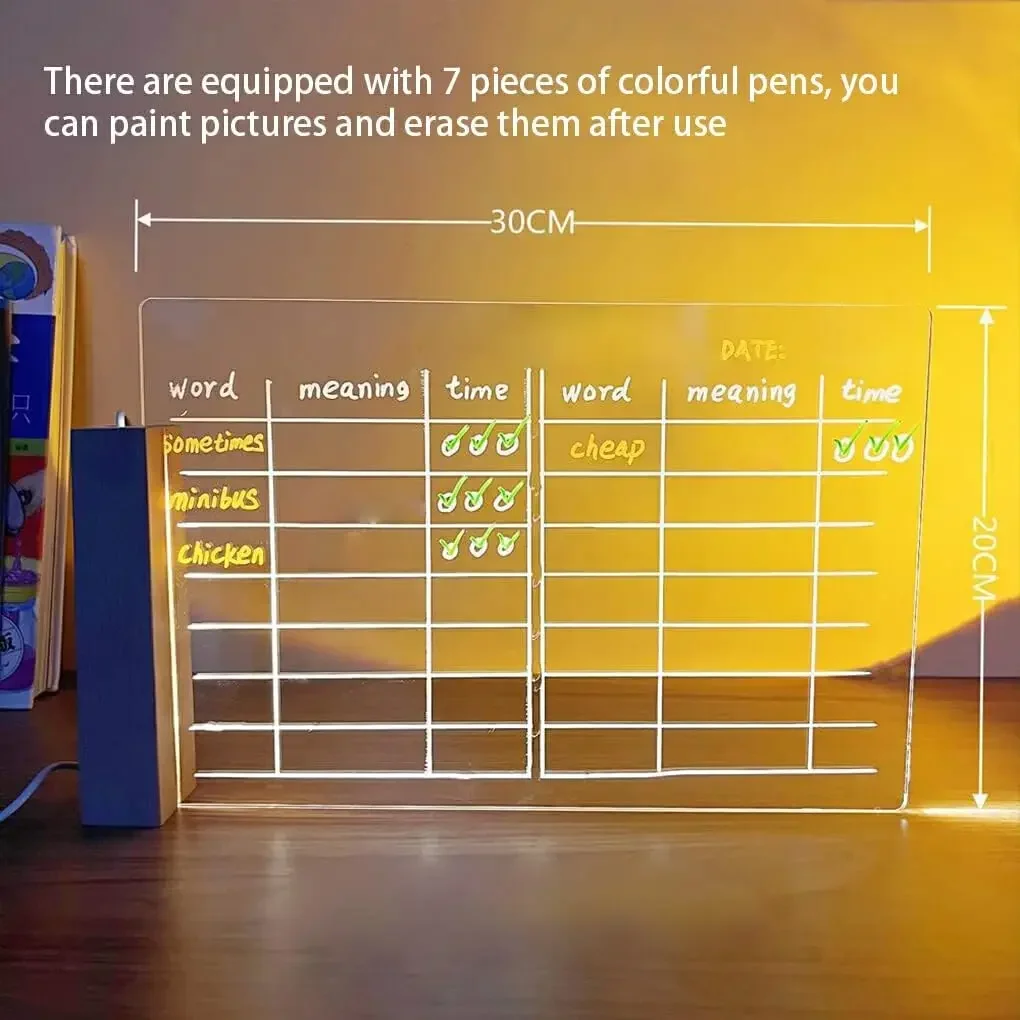 Персонализированная светодиодная лампа, акриловая доска для заметок, стираемая USB детская доска для рисования, ночник для спальни, подарок на день рождения для ребенка