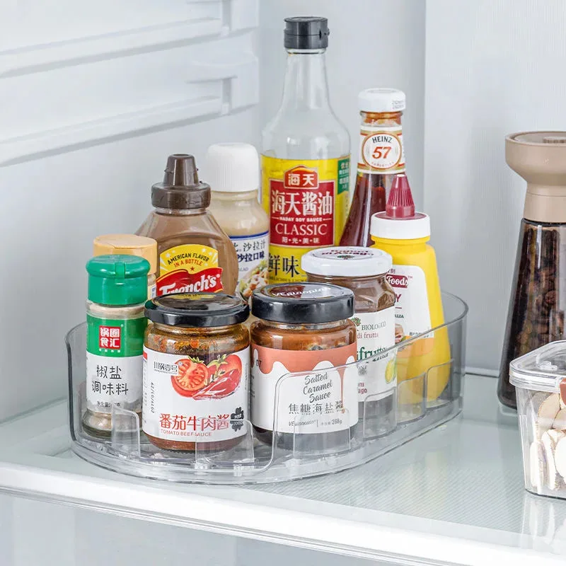 360°Rotating Tray Lazy Susan Fridge Organizer Turntable Storage Tray Clear Food Storage Organizer Spice Rack Cabinet Organiz