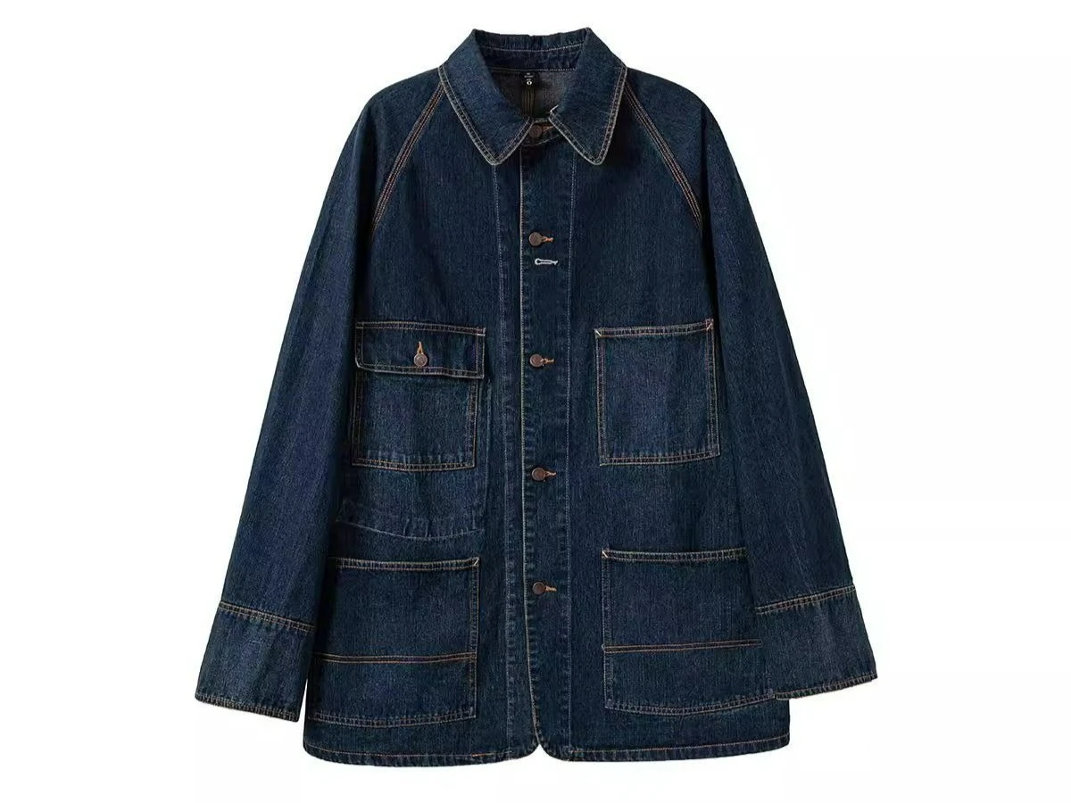 

2025 Autumn New Washed Single Breasted Denim Jacket Mid To Long Casual Jacket