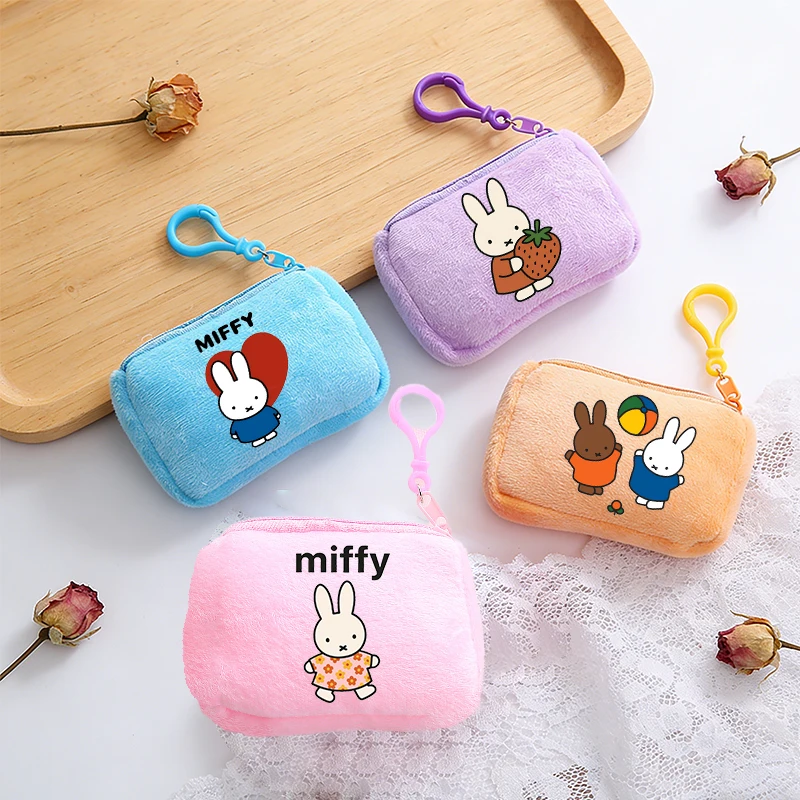 

New Miffys Boy Girl Wallet Kawaii Coin Purse Anime Cartoon Print Key Earphones Storage Pouch Soft Fashion Mini Zero Wallet Gift