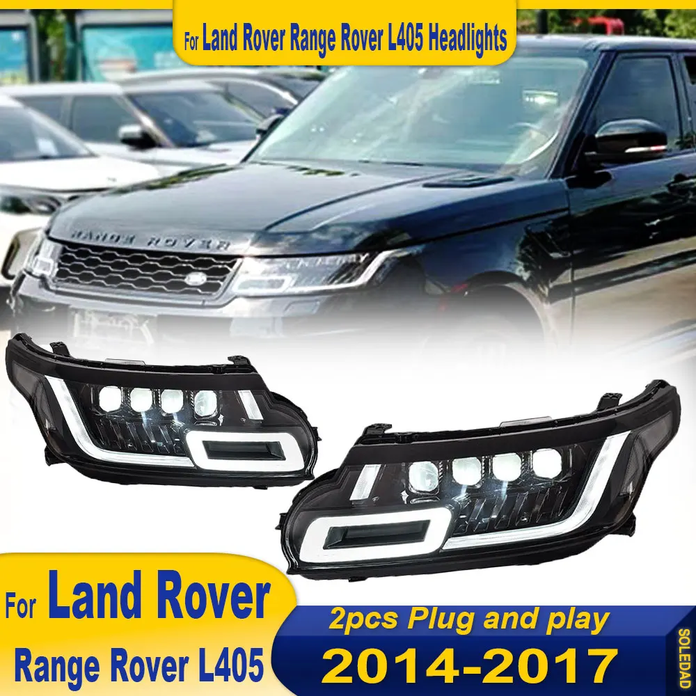 2pcs Car LED Headlights For Land Rover Range Rover Sport L494 2014 2015 2016 2017 Headlamp High Beam Light Low Beam Lamp