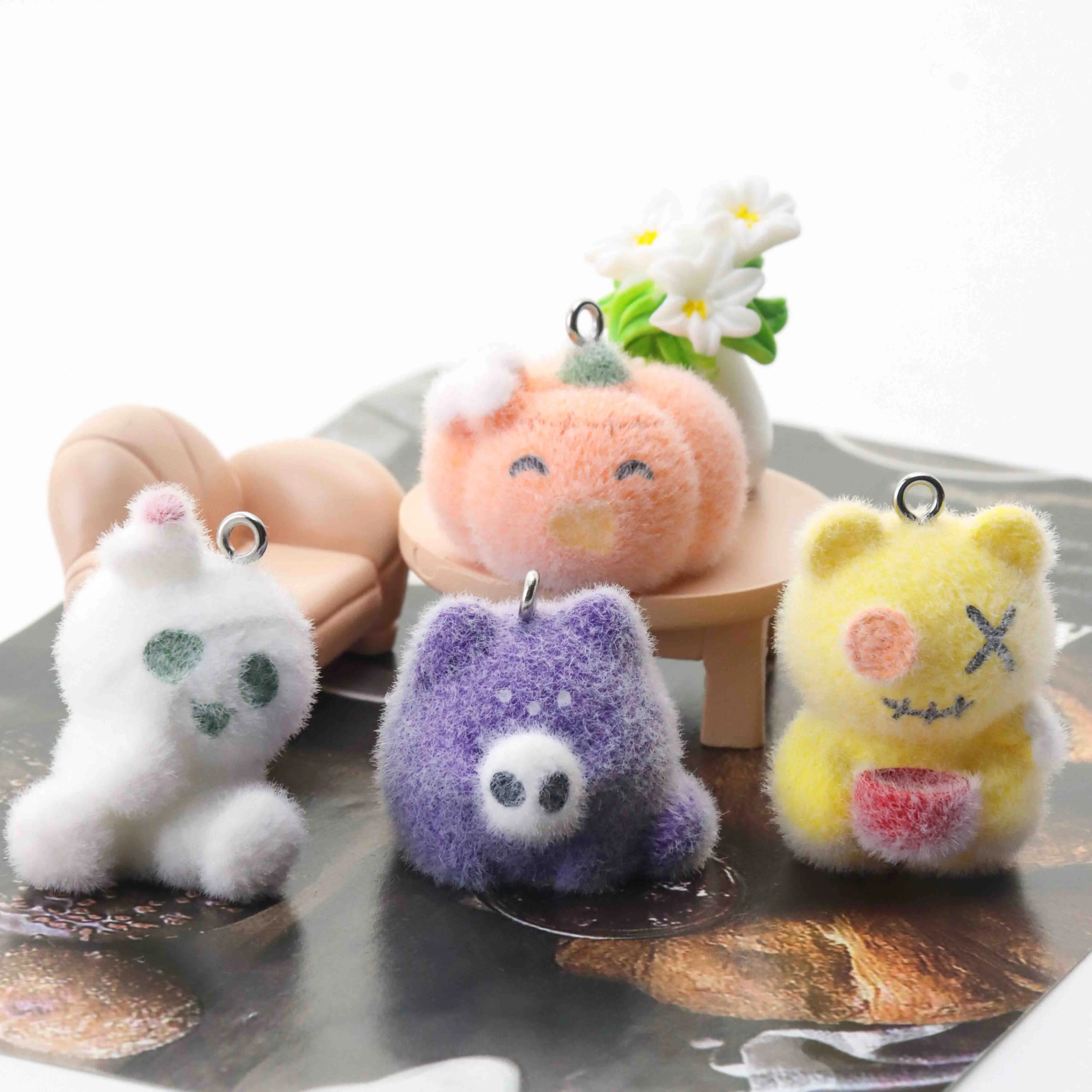 10pcs Flocking Resin Charms Halloween Ghost Mummy Pumpkin Ornaments for Jewelry Making DIY Keychain Bag Ornaments Pendant