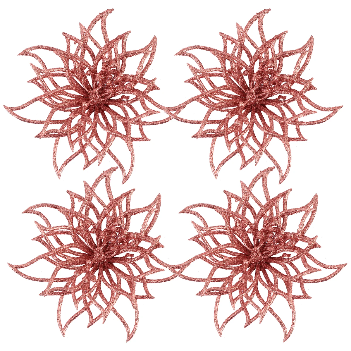 

4PCS Artificial Flowers Decorations for Christmas Party Handmade Accessories Golden ColorFake Flower Christmas Tree Decorations