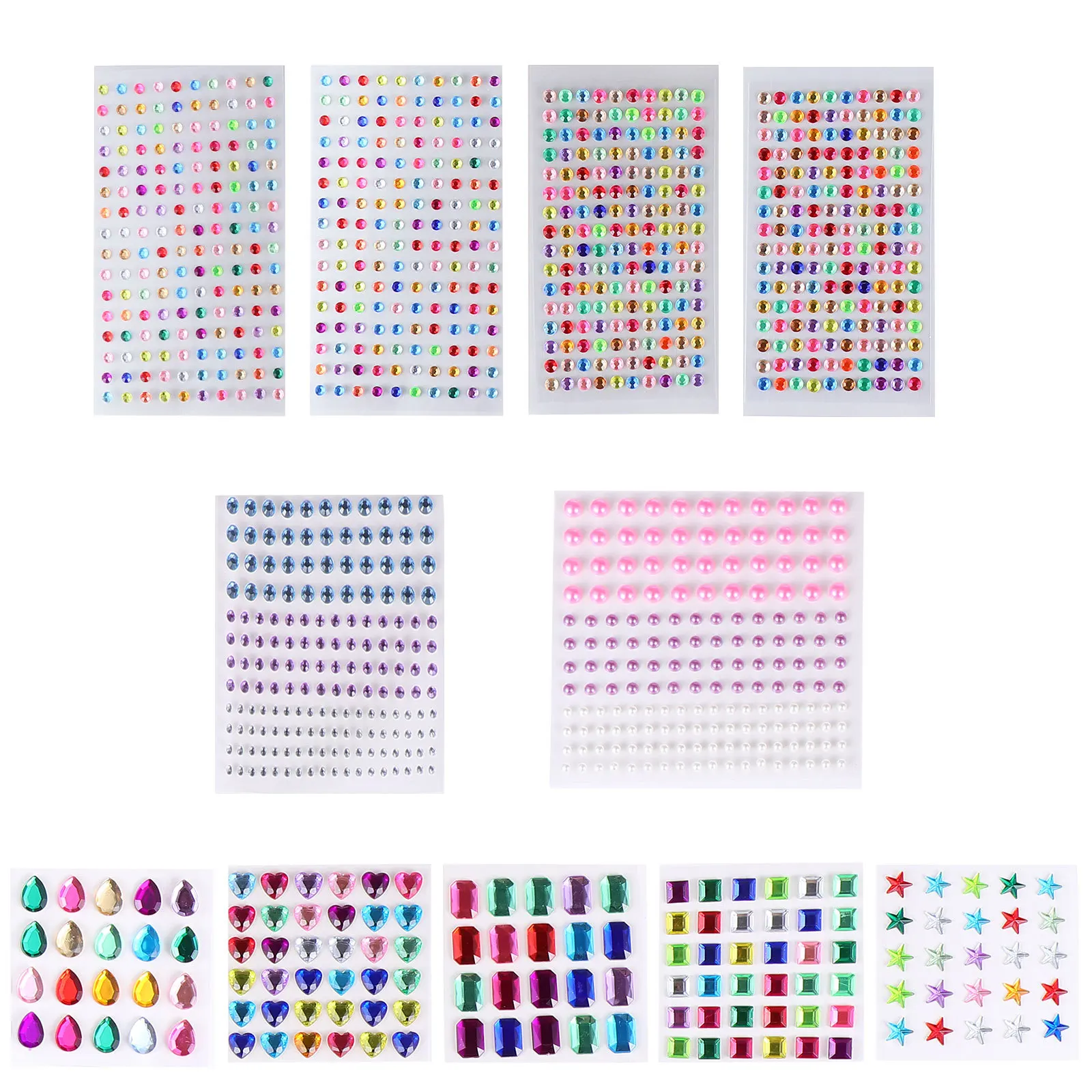 11 Sheets DIY Rhinestone Stickers Crystal Diamond Self Adhesive Waterproof Acrylic Decals for Phone Bag Box Decor