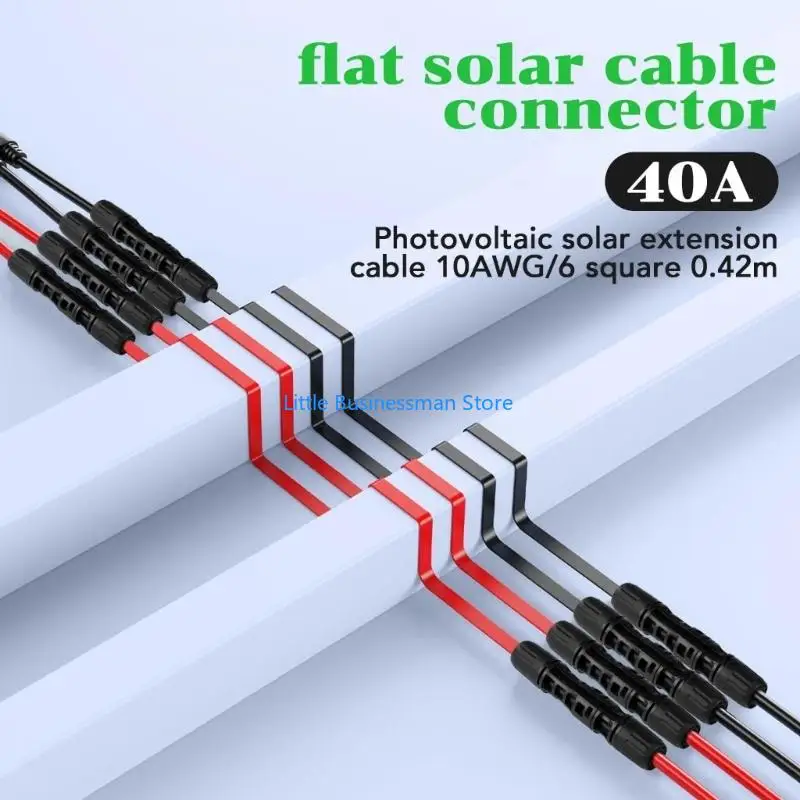 Flat Solar Panel Cable Set for Roof Array Wiring and Outdoor Wire Routing M76A