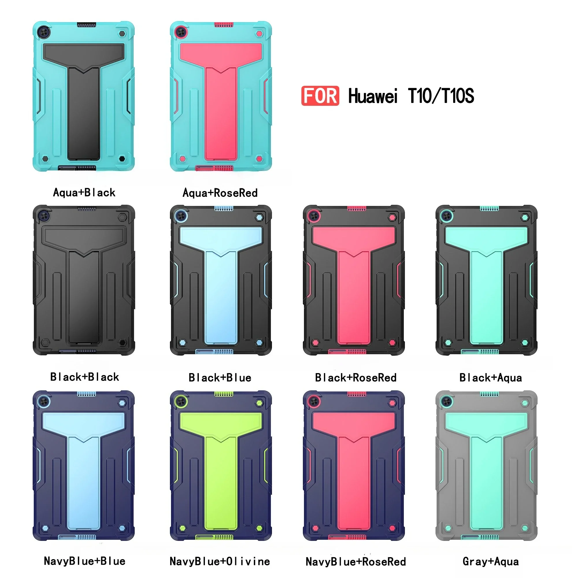 حافظة لهاتف هواوي MatePad T10/T10S، حامل متعدد الزوايا على شكل حرف T، تصميم متباين، يجب اقتناؤه للمكتب/الدراسة/الترفيه