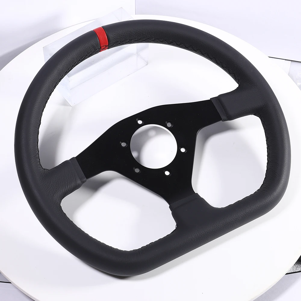 

320mm Flat Steering Wheel Sim Racing Drift Pc Game Steering Wheel Control Leather Frame Aluminum 6061-T6