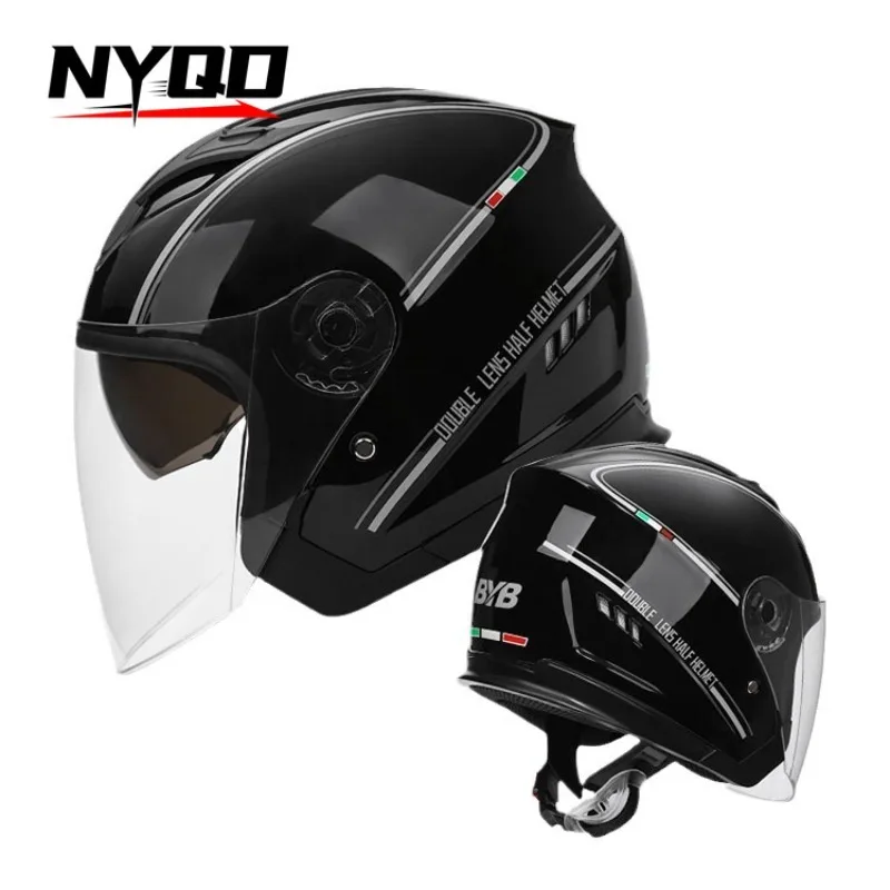 Electric Vehicle Motorcycle Helmet Men's and Women's Ventilated Double Mirror Half Helmet Motorcycle Riding Helmet